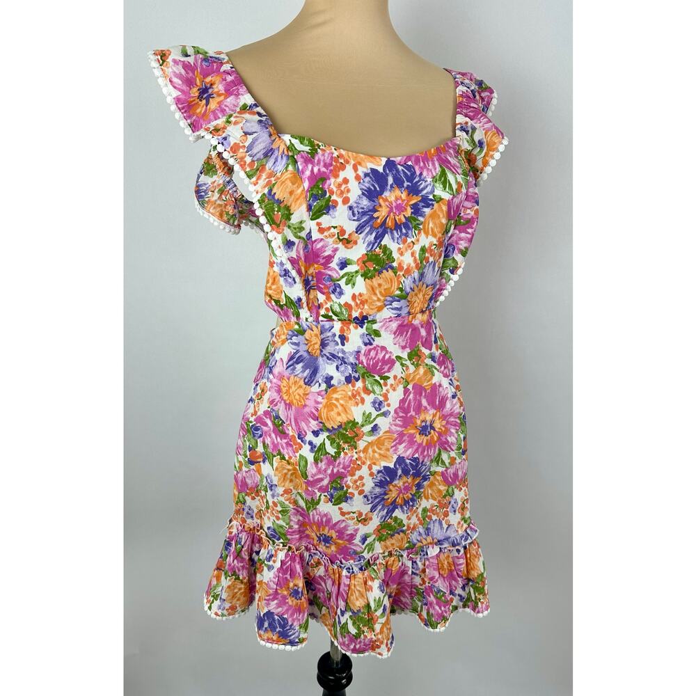 Hello Molly Floral Ruffle Mini Dress Backless Coquette Festival Boho Size 8 - Picture 6 of 16